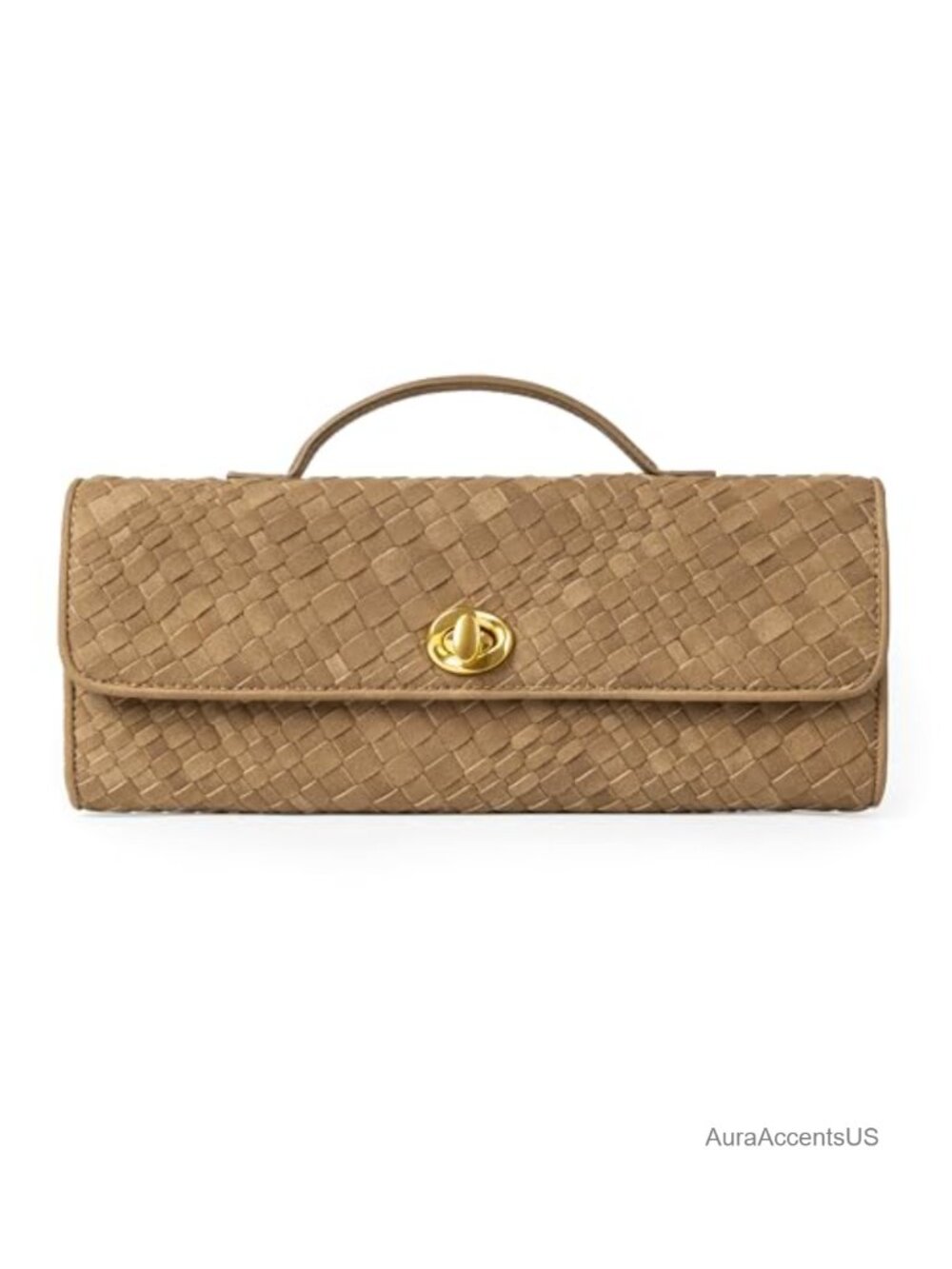 Woven Leather & Suede Evening Clutch Purse Crossbody Handbag Formal Bag